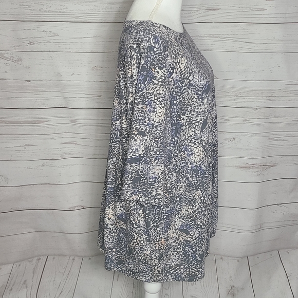 Tunique J. Jill Grise à Motifs Floraux - Manches Longues, 100% Coton, Taille S - Occasion En Parfait état